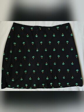 Bamboo Traders Cotton Black Vintage Palm Tree Print Skort Size 10